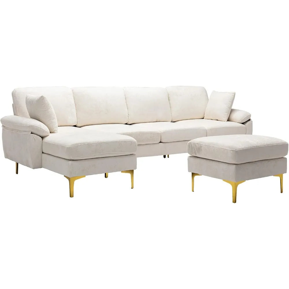 Velour Luxury Series: 4-Seater Sectional Couch