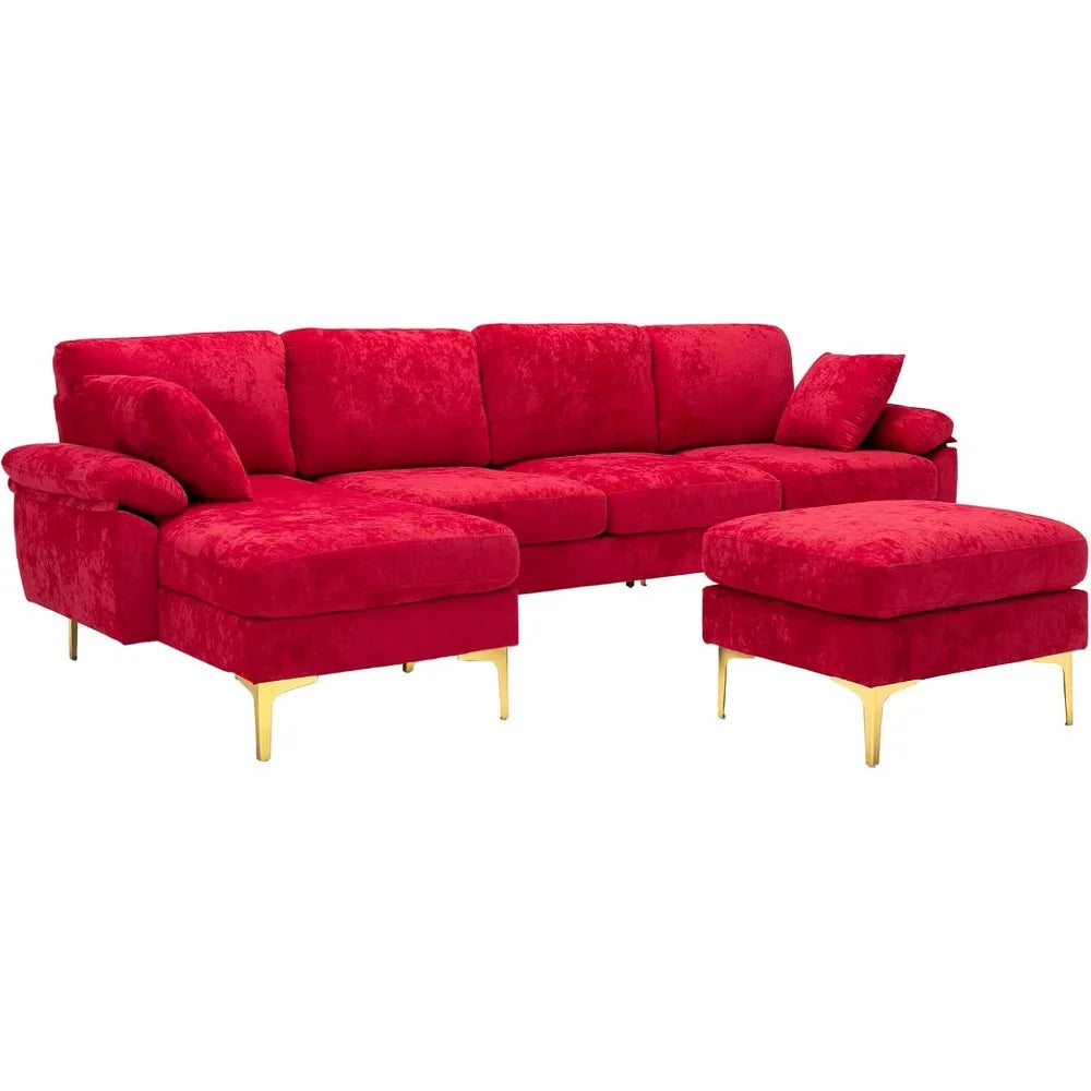 Velour Luxury Series: 4-Seater Sectional Couch
