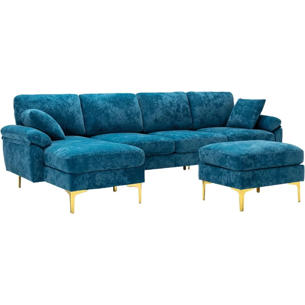 Velour Luxury Series: 4-Seater Sectional Couch