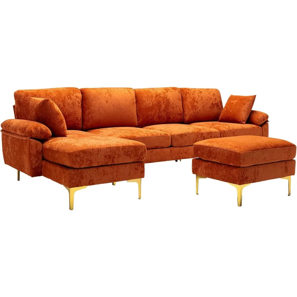 Velour Luxury Series: 4-Seater Sectional Couch