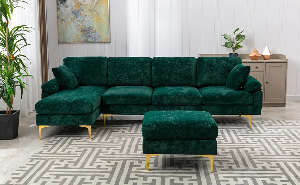 Velour Luxury Series: 4-Seater Sectional Couch