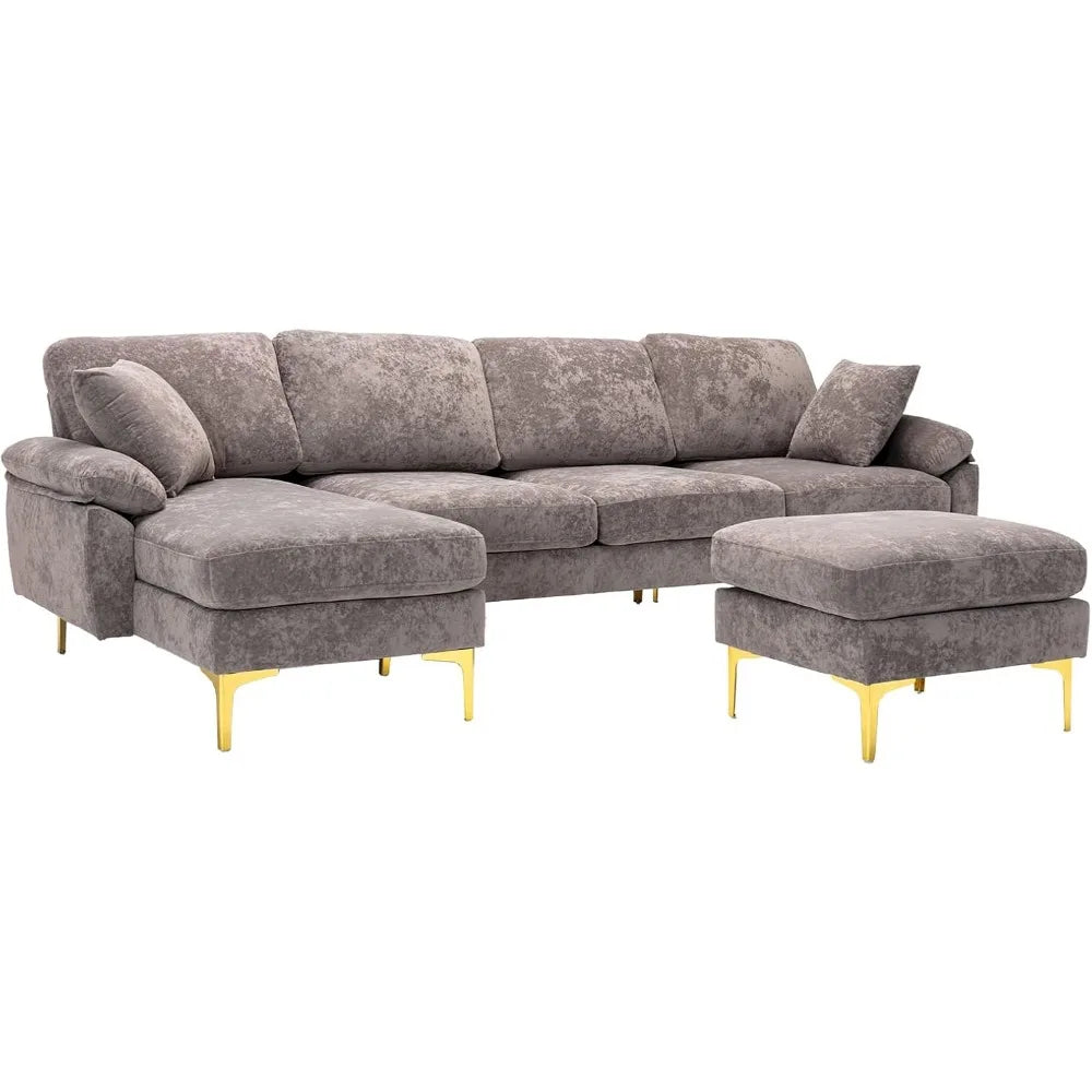 Velour Luxury Series: 4-Seater Sectional Couch