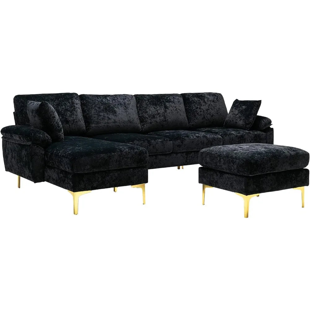 Velour Luxury Series: 4-Seater Sectional Couch