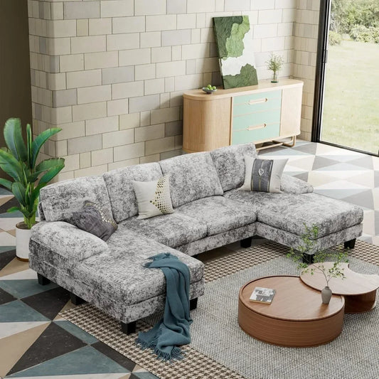 Velour Luxury Series: 4-Seater Sectional Couch